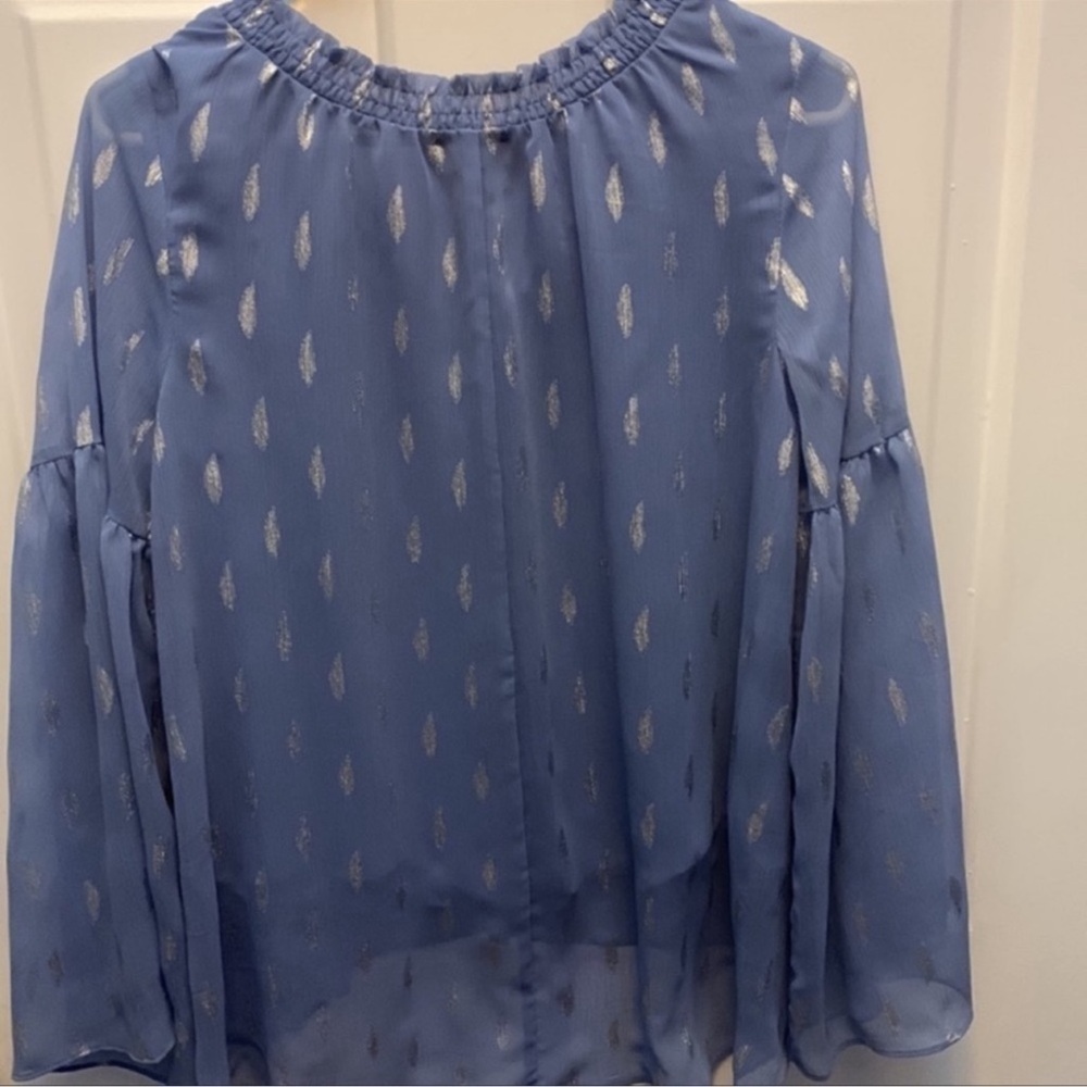 Women's Blue Sheer Top - Picture 6 of 7